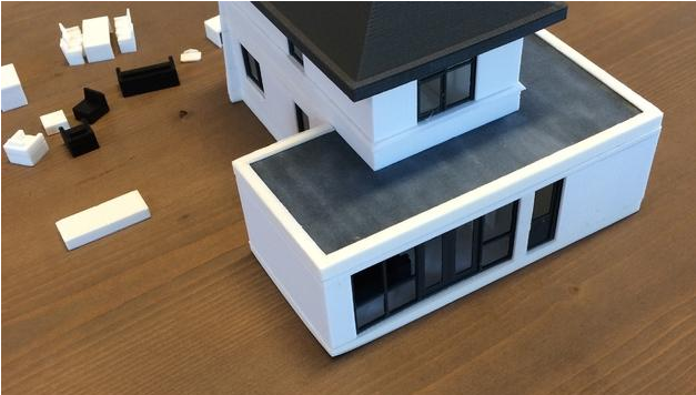 3D打印现代别墅-黑与白的碰撞