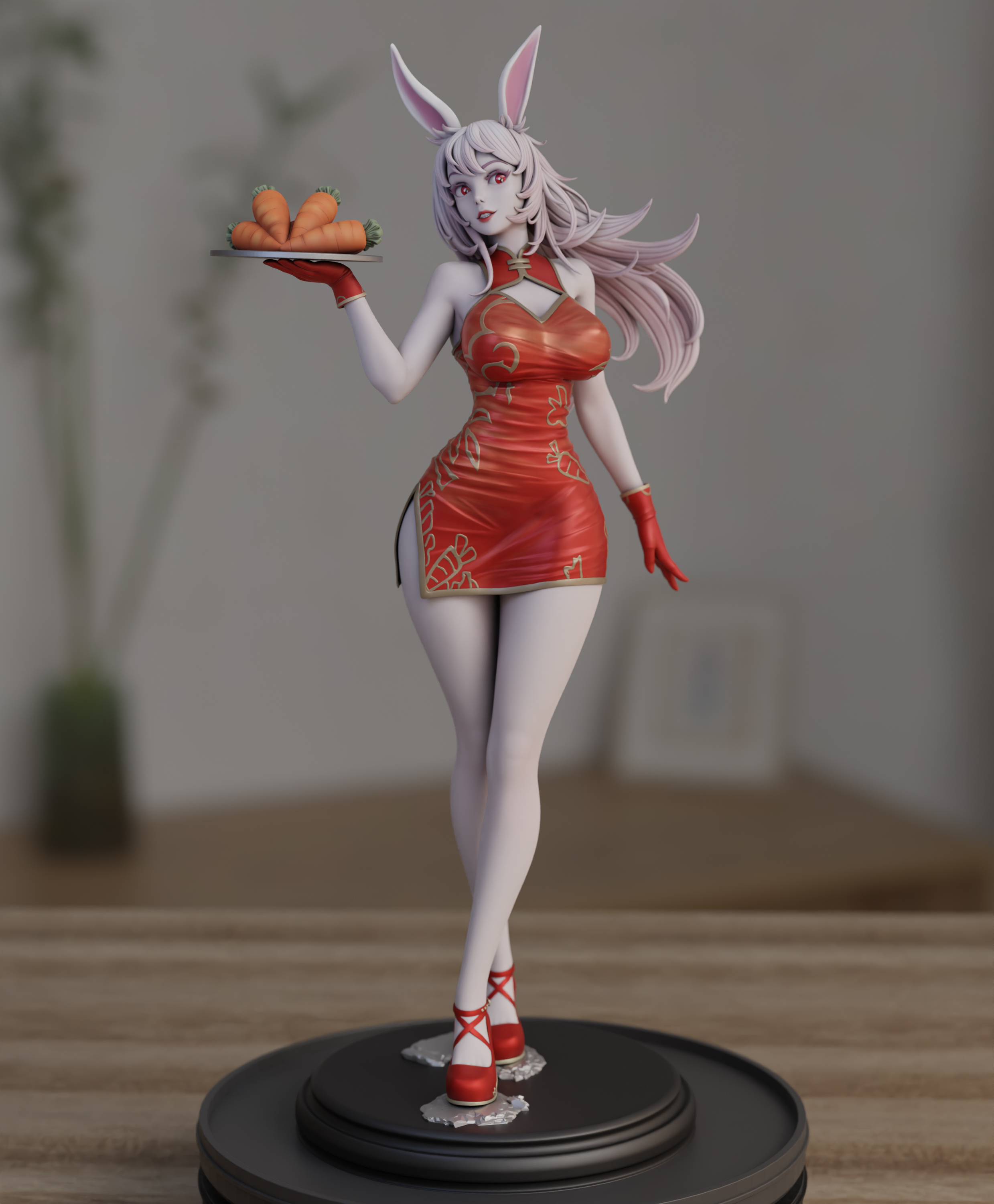 旗袍兔子女郎3D打印模型
