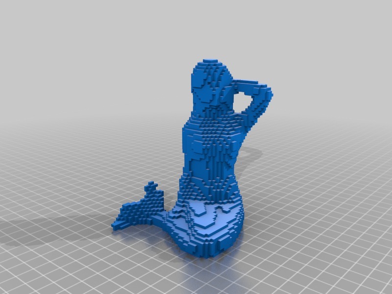 像素美人鱼3D打印模型