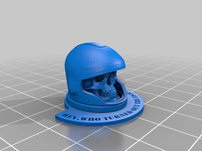 带头盔的骷髅3D打印模型