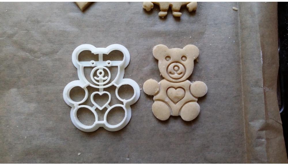 饼干模具 爱心泰迪熊3D打印模型