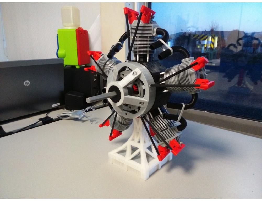5缸星型发动机3D打印模型