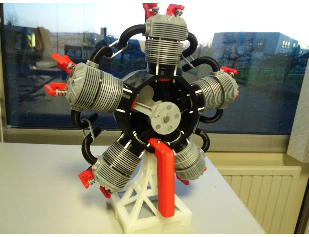 5缸星型发动机3D打印模型