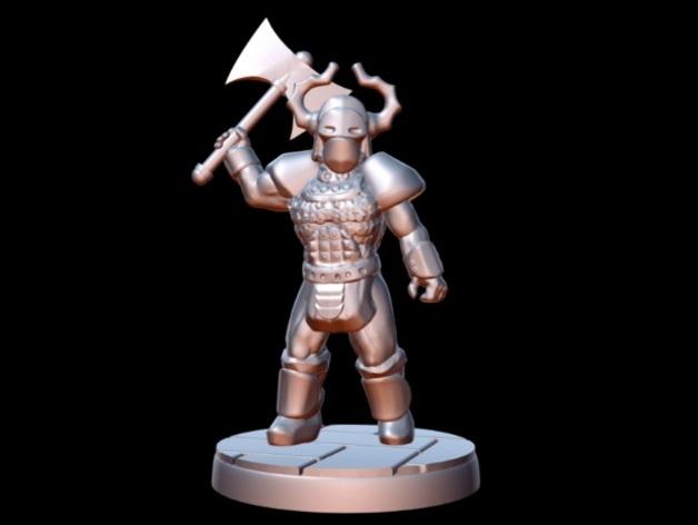 拿斧头的勇士士兵3D打印模型