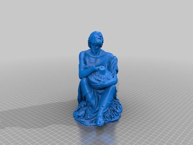 抱着水瓶的老妇人3D打印模型