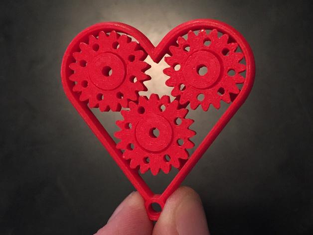 齿轮爱心钥匙扣3D打印模型