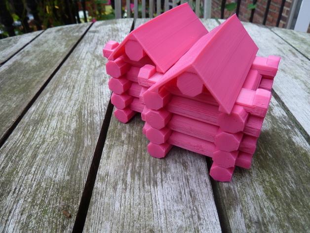 叠加原木小屋3D打印模型