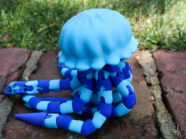 铰链式关节可活动的水母3D打印模型