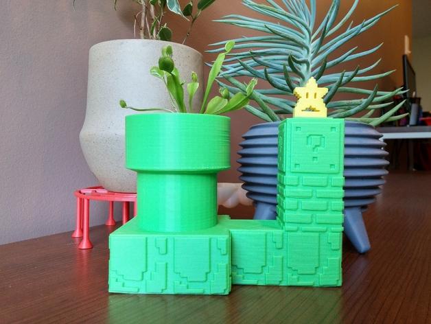 超级马里奥自动浇水花盆3D打印模型