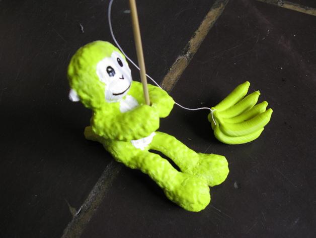 猴子钓香蕉3D打印模型