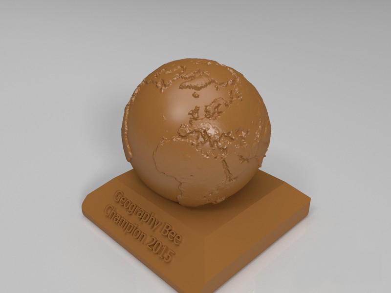地球仪 带底座3D打印模型