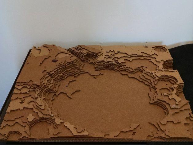 3D打印地理教学模型 古谢夫陨石坑3D打印模型