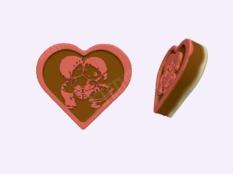 定制月饼 心形饼干模具-情侣吊坠3D打印模型