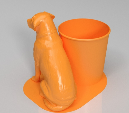 拉布拉多犬笔筒3D打印模型