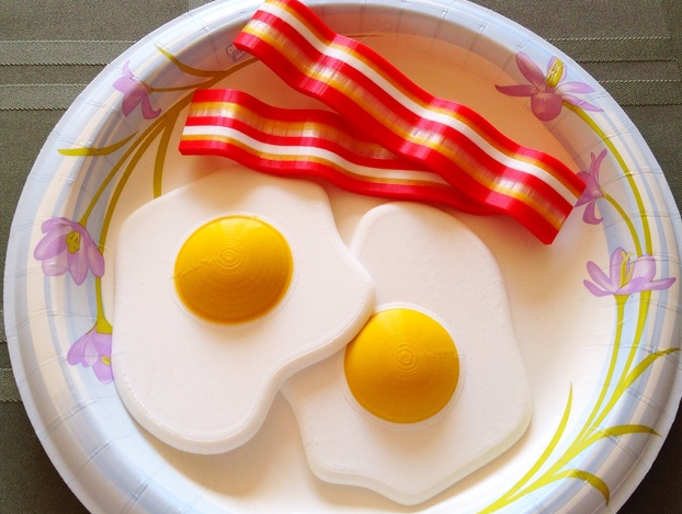 培根鸡蛋早餐3D打印模型
