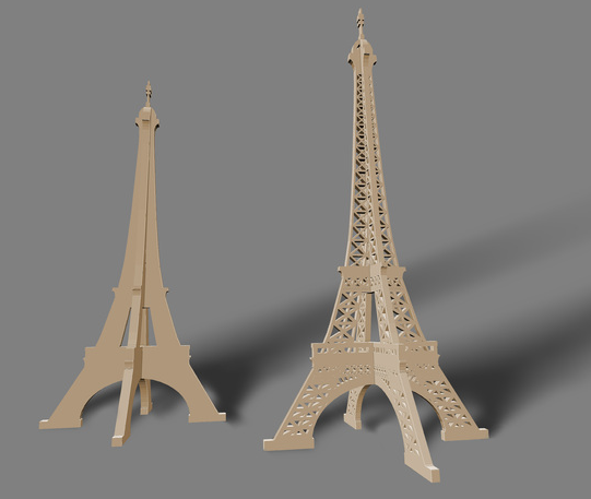 埃菲尔铁塔 扁平剖面版本3D打印模型