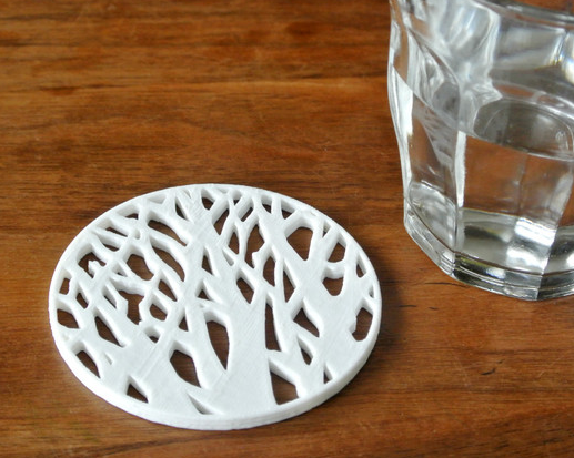 树的剪影杯垫3D打印模型