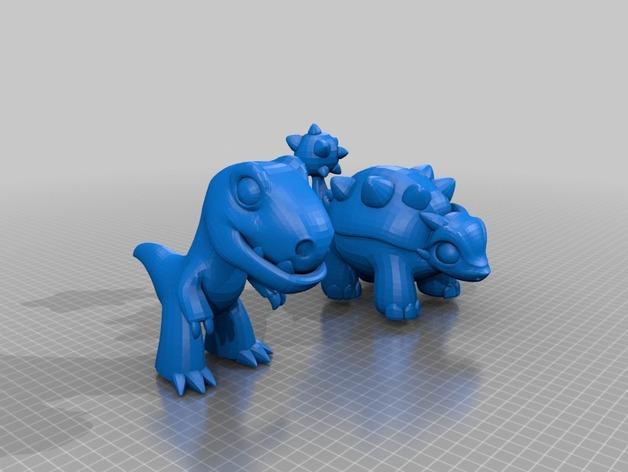 两只小恐龙3D打印模型