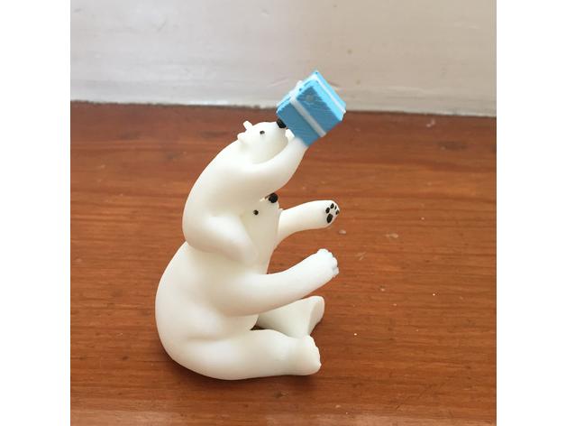 带礼物的北极熊3D打印模型