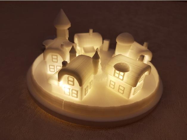 圣诞节小镇LED灯3D打印模型