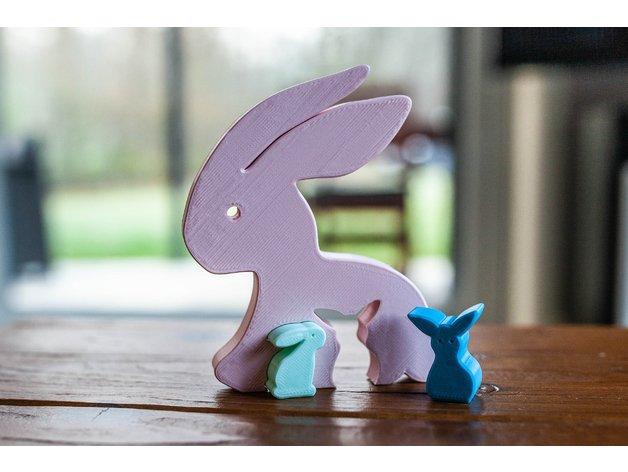 复活节兔子拼图3D打印模型