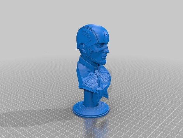 漫威复仇者联盟美国队长半身雕像3D打印模型
