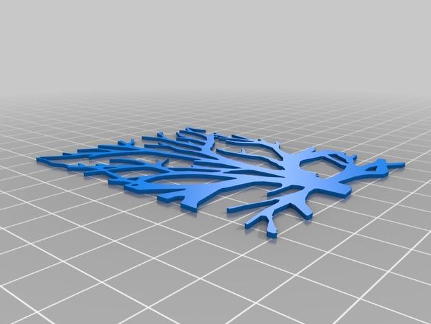 2D树墙艺术3D打印模型