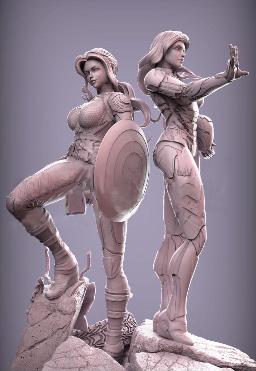 女版美队和钢铁侠3D打印模型