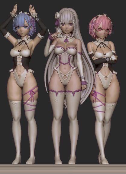 从零开始的异世界生活 3个女性角色3D打印模型