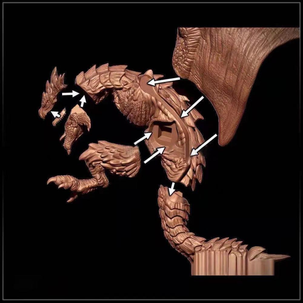 怪物猎人雄火龙大型场景3D打印模型