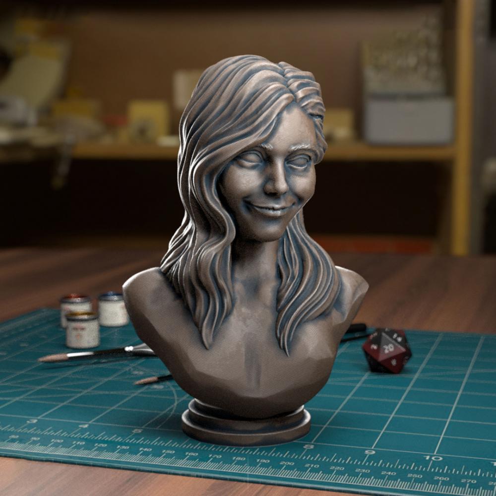 微笑的女人 头雕3D打印模型