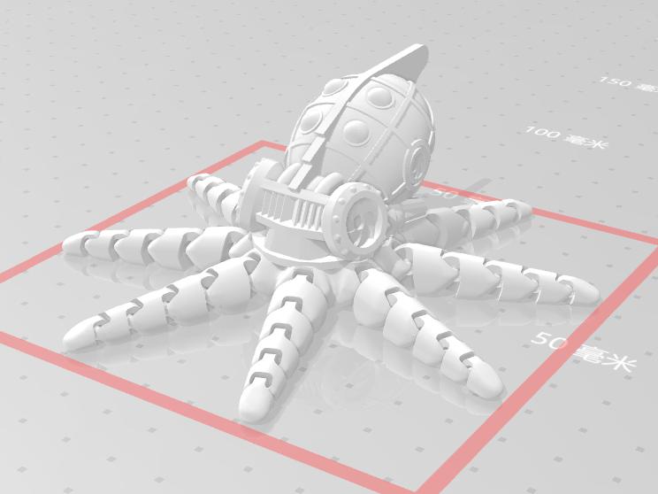 赛博朋克章鱼3D打印模型