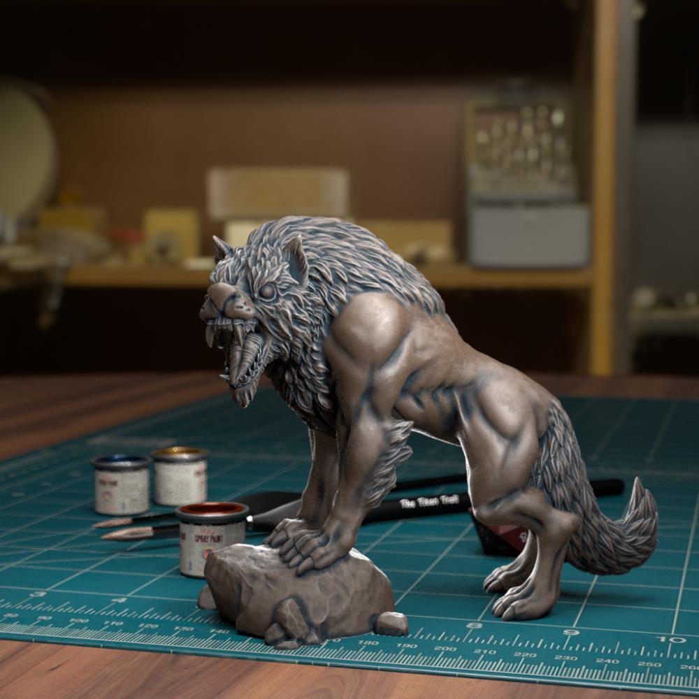 眺望的狼3D打印模型