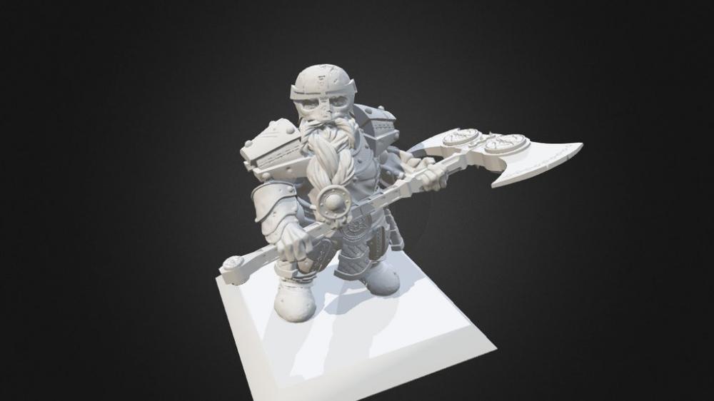 双手持巨斧的矮人战士3D打印模型