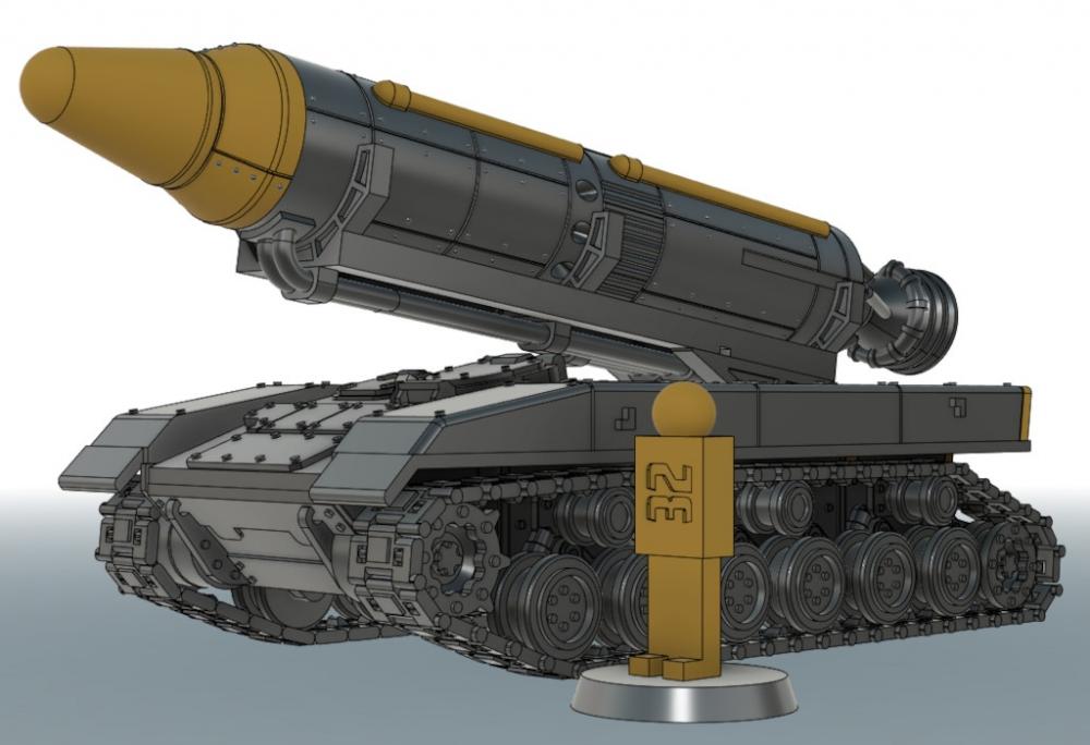 移动洲际弹道导弹甲板与拖车3D打印模型