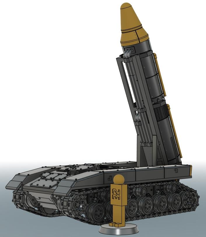 移动洲际弹道导弹甲板与拖车3D打印模型