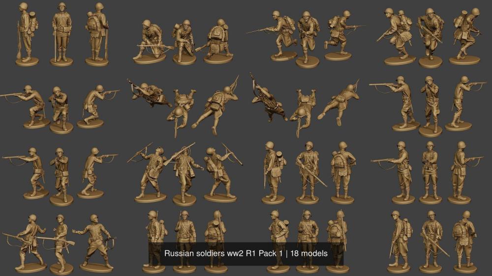 俄罗斯士兵 兵人合集3D打印模型