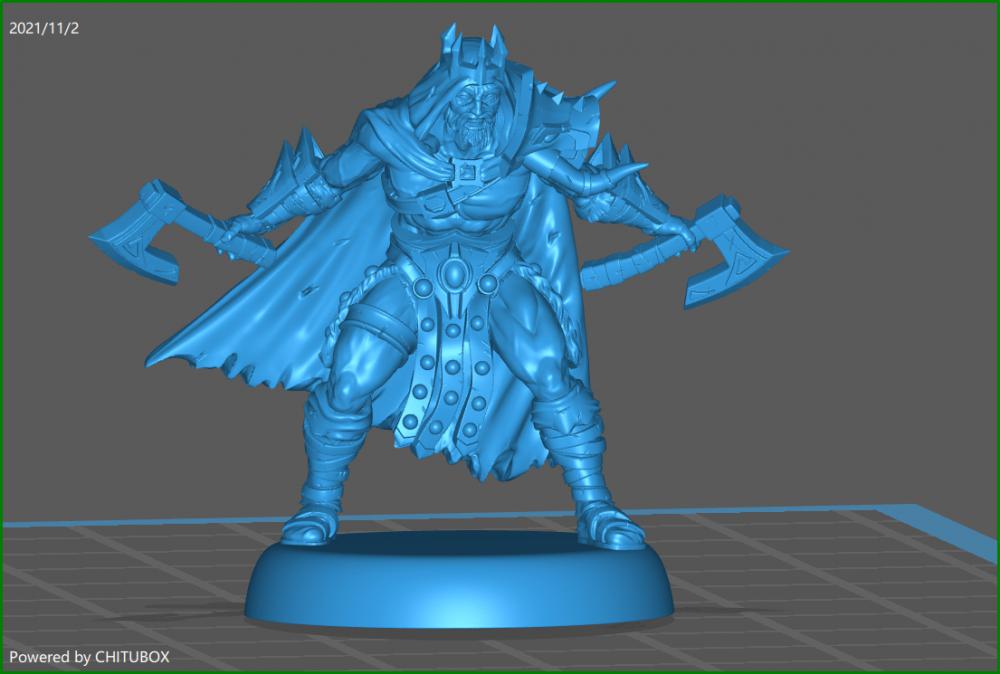 手持双斧的野蛮人3D打印模型