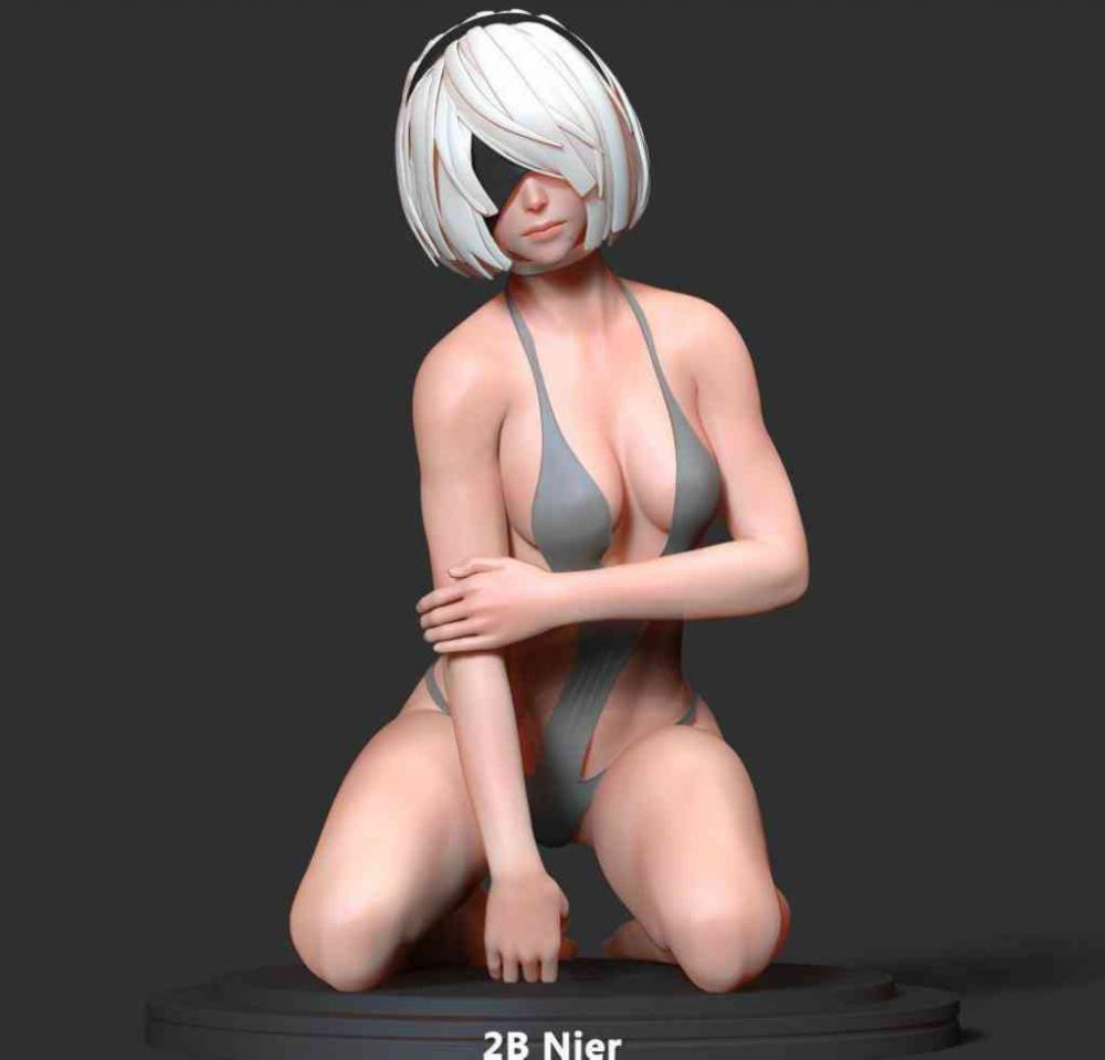 2B小姐 泳装跪姿3D打印模型