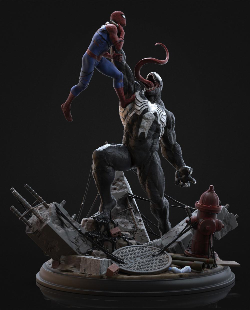 毒液vs大战蜘蛛侠3D打印模型