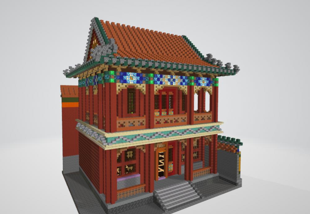 我的世界故宫二层建筑3D打印模型