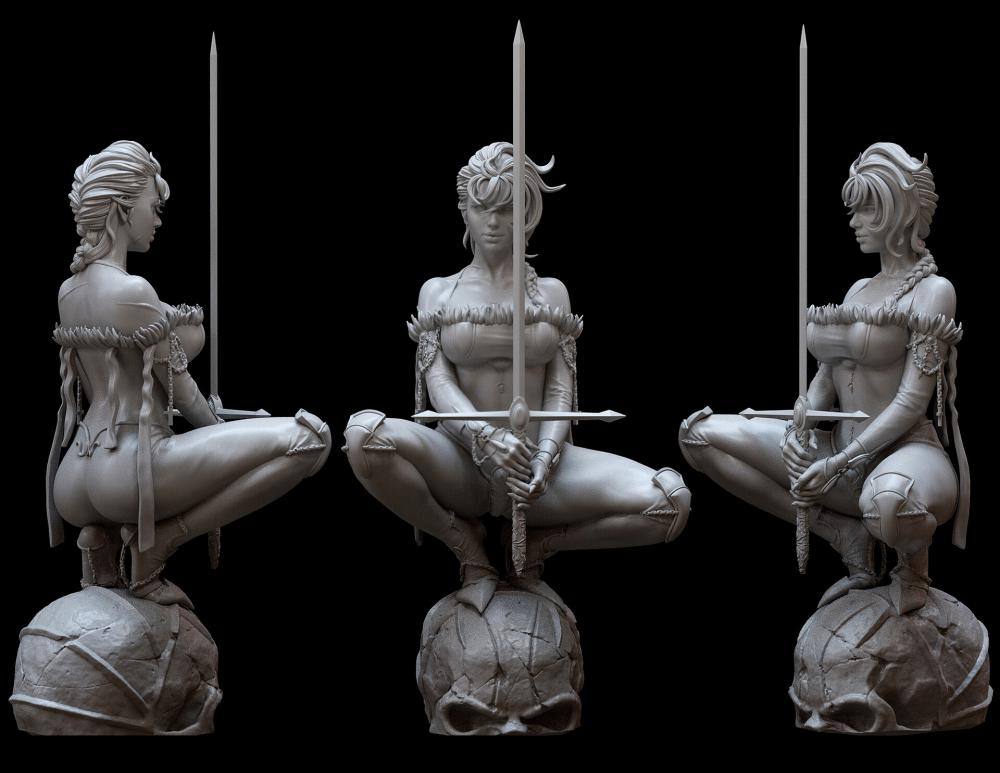 持剑美女3D打印模型