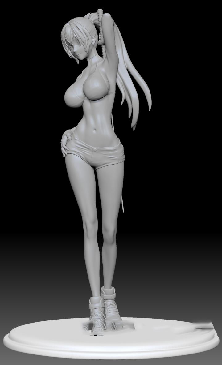 马尾女孩3D打印模型