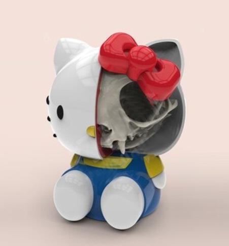 Hello Kitty 半骷髅 骷髅凯蒂猫3D打印模型