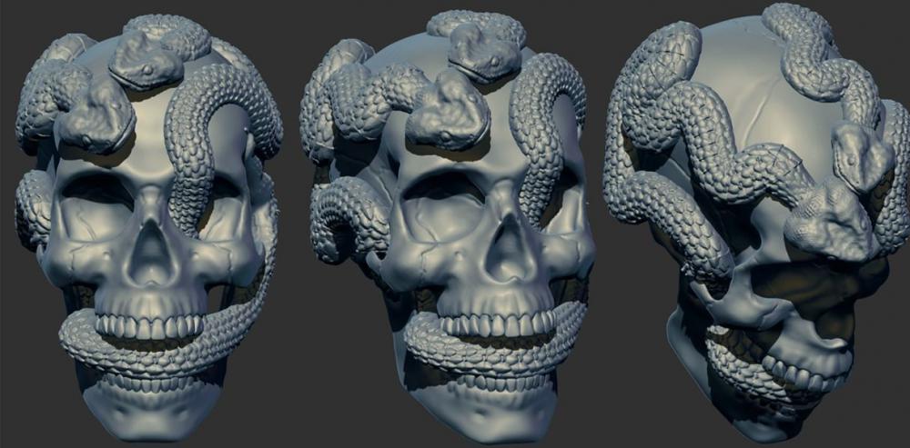 骷髅蛇3D打印模型