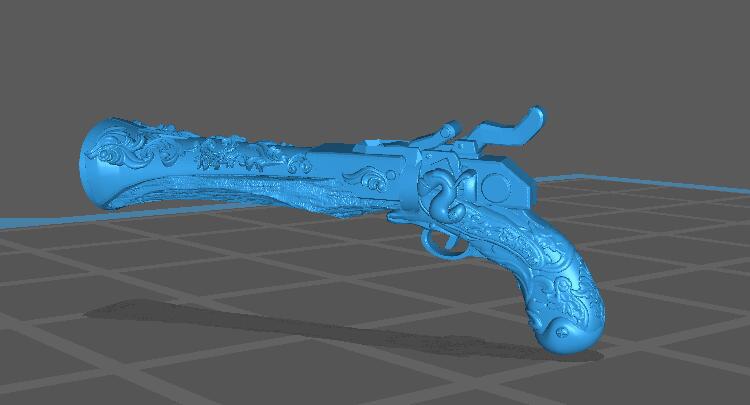 老式雕花手枪3D打印模型