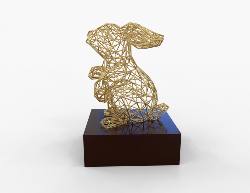 镂空艺术品-兔3D打印模型