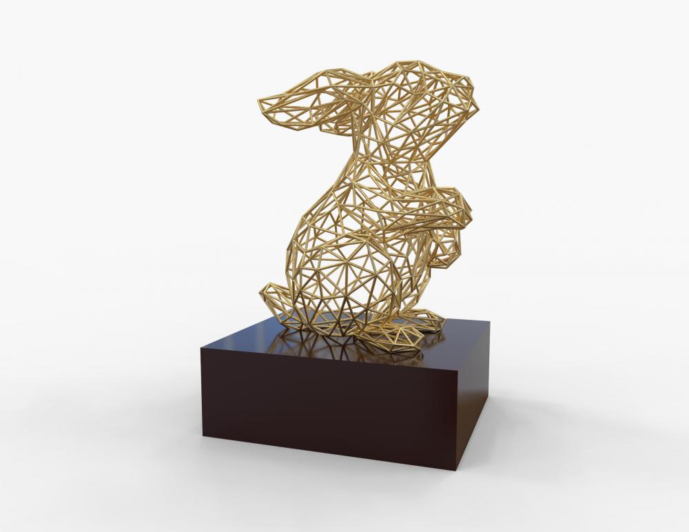 镂空艺术品-兔3D打印模型
