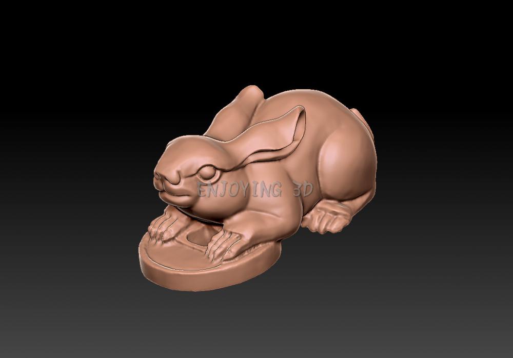 玉雕金錢兔挂件3D打印模型