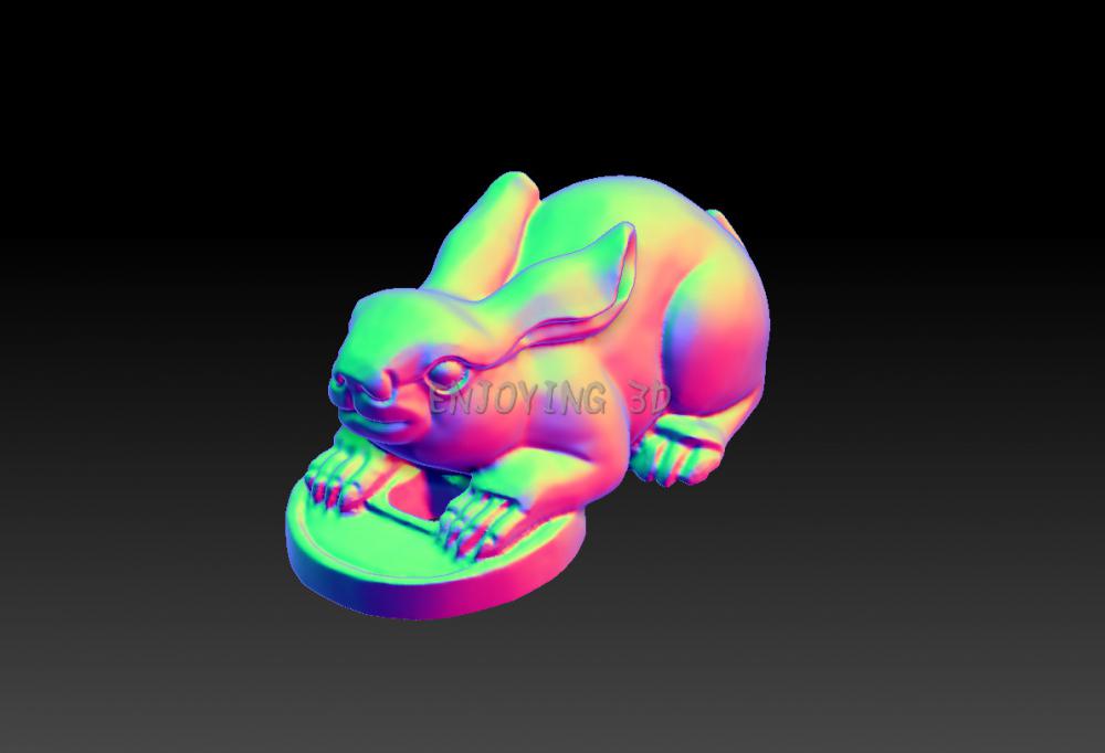 玉雕金錢兔挂件3D打印模型